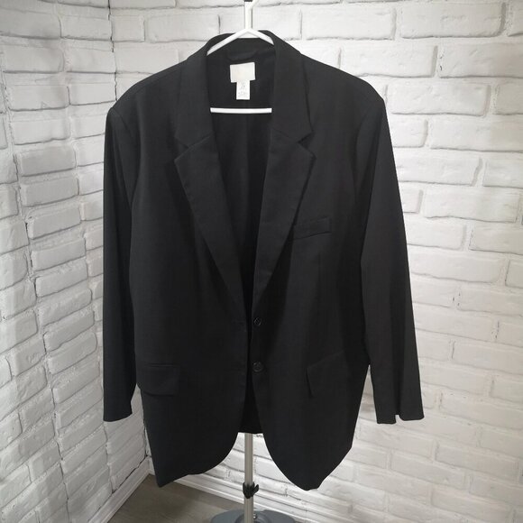 H&M Men's Size XL Black Fully Lined Straight Fit 2 Button Closure Blazer - Picture 3 of 13